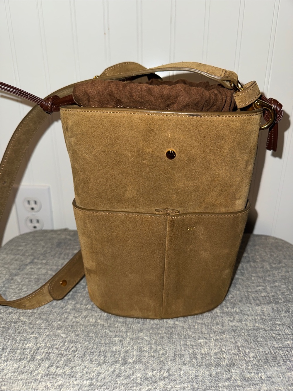 RSVP Suede Bucket Bag in Brown/Tan